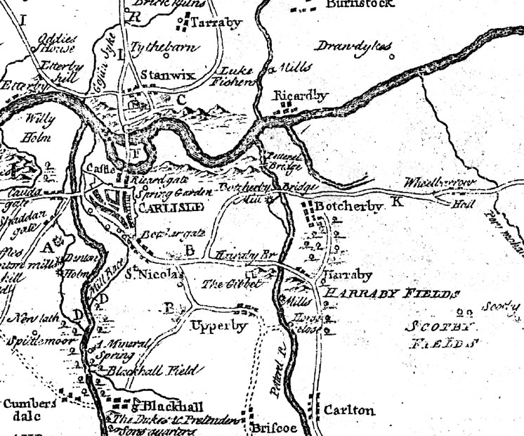 Carlisle Environs 18th Century Map